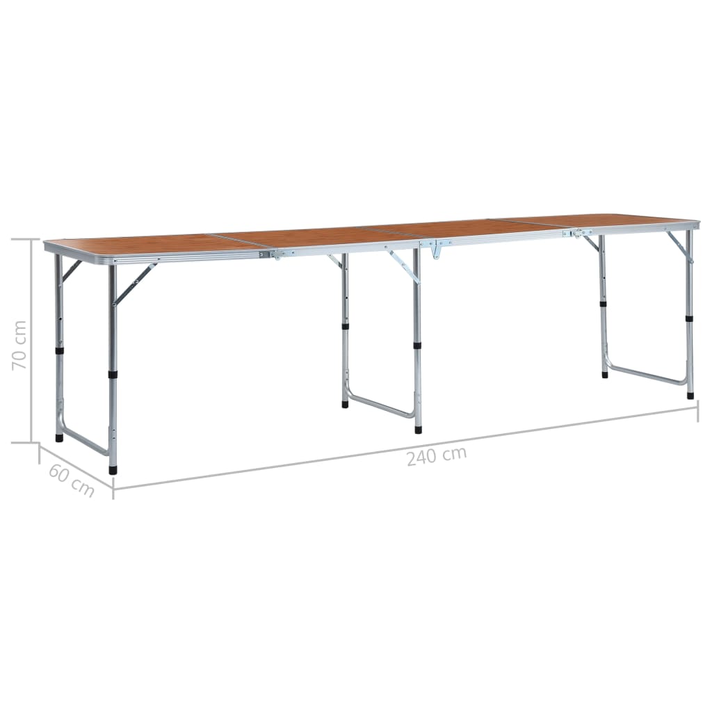 Foldbart campingbord aluminium 240 x 60 cm - number 9.