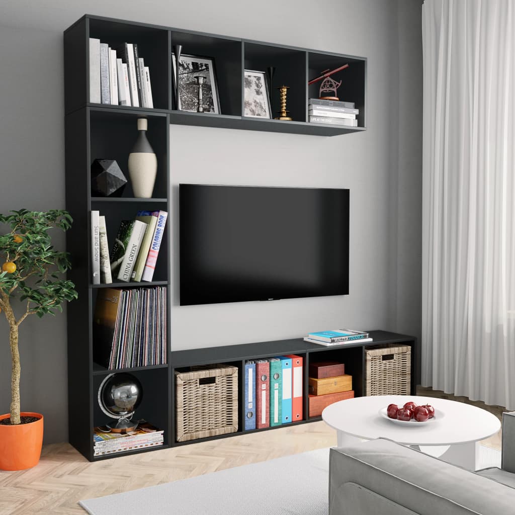 Regał/mebel pod tv 180x30x180 cm - czarny, 3 - number 1.