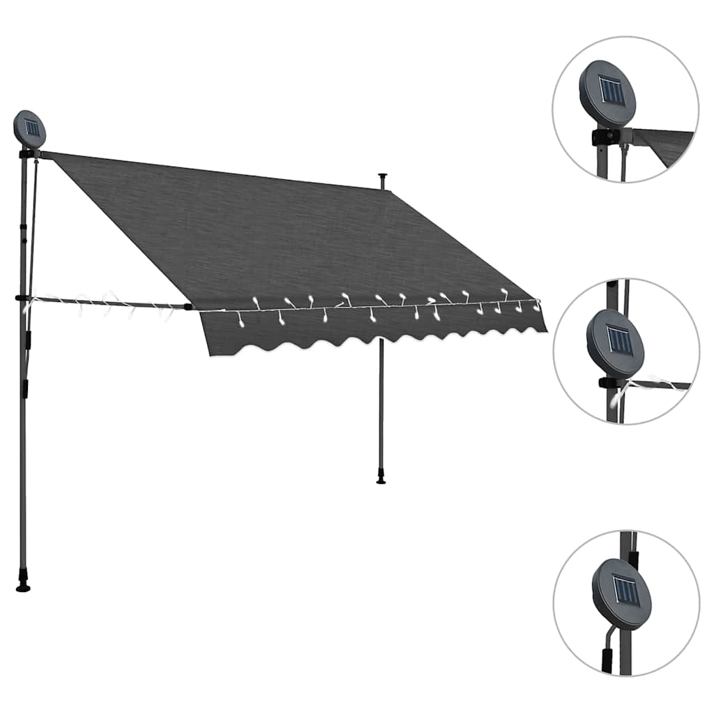 Tenda s led svjetlima, ručni pogon - antracit siva, 1.250 cm - number 3.