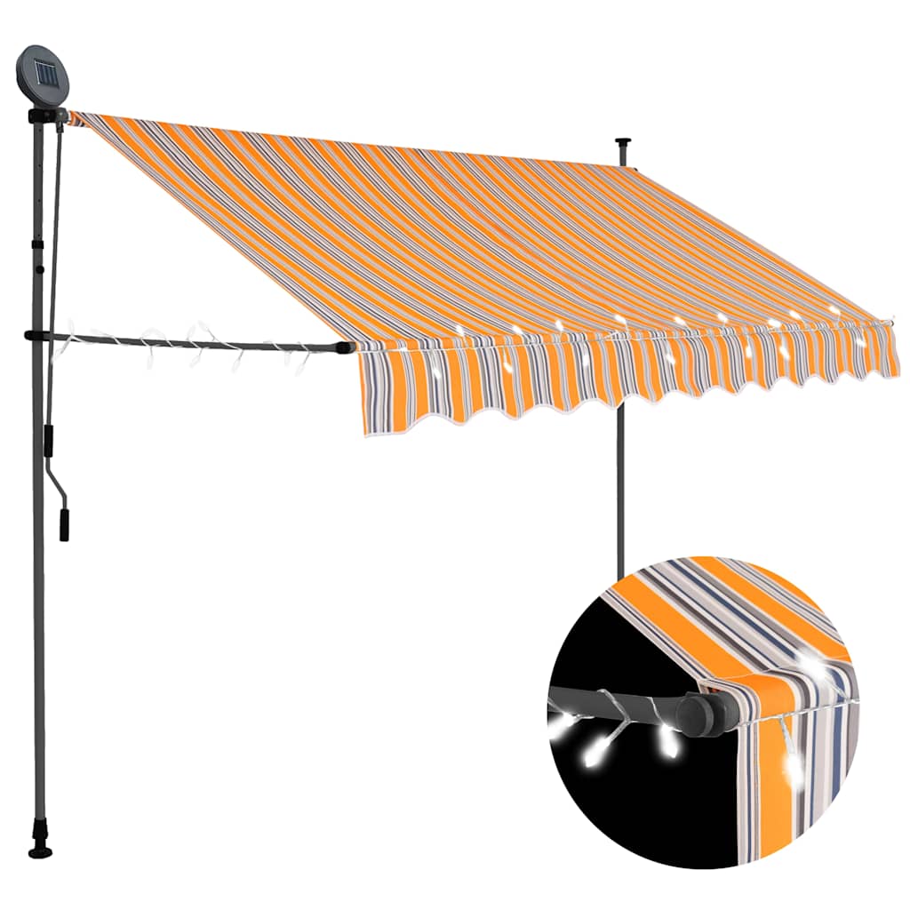 Awning with led light manual operation yellow and - anthracite grey, 1, 100 cm - number 1.