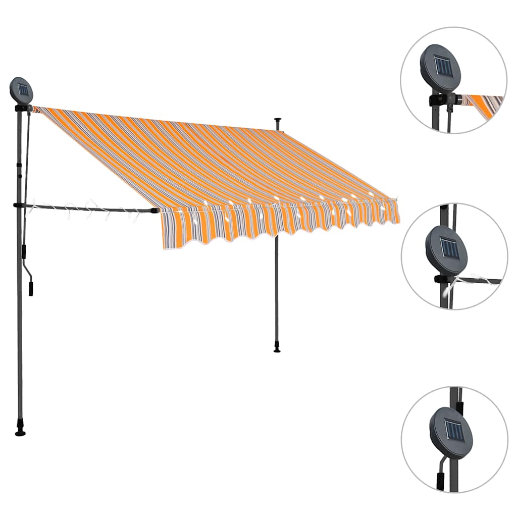 Awning with led light manual operation yellow and - anthracite grey, 1, 100 cm - number 3.