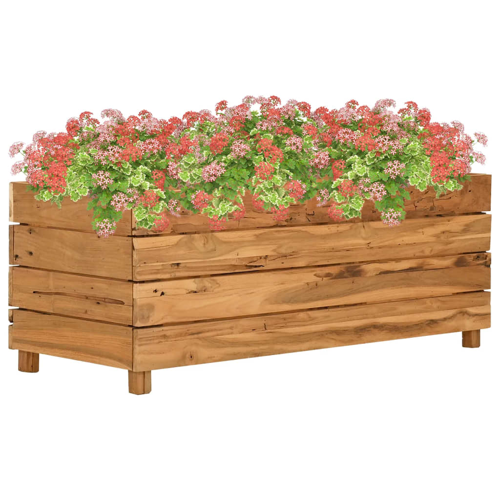 Raised bed recycled teak wood and steel - 100 x 40 x 38 cm, 1 - number 1.