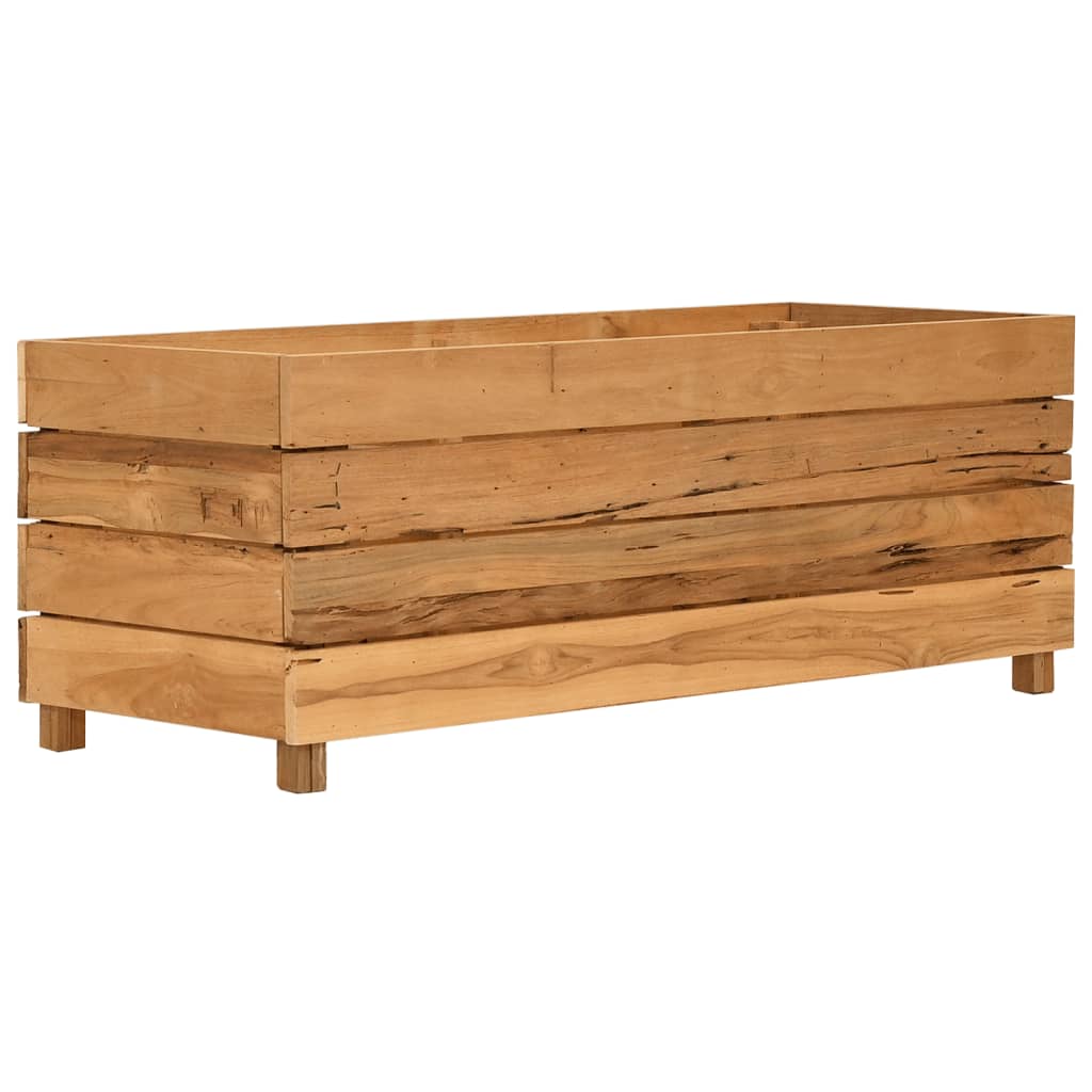 Raised bed recycled teak wood and steel - 100 x 40 x 38 cm, 1 - number 11.