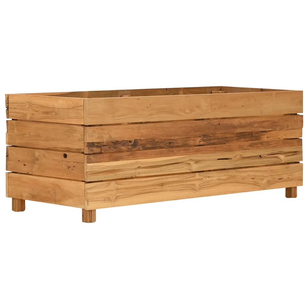 Raised bed recycled teak wood and steel - 100 x 40 x 38 cm, 1 - number 12.