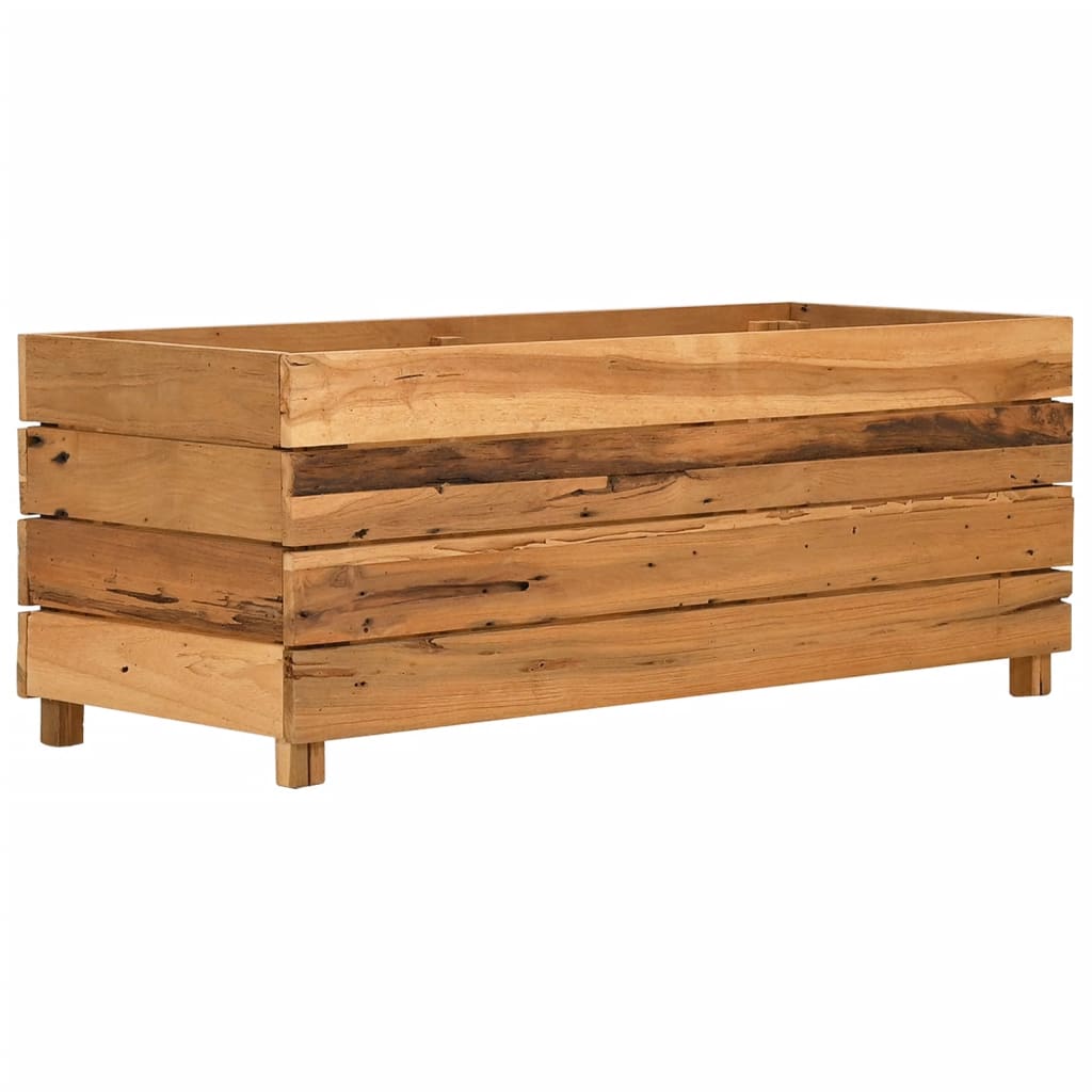 Raised bed recycled teak wood and steel - 100 x 40 x 38 cm, 1 - number 9.