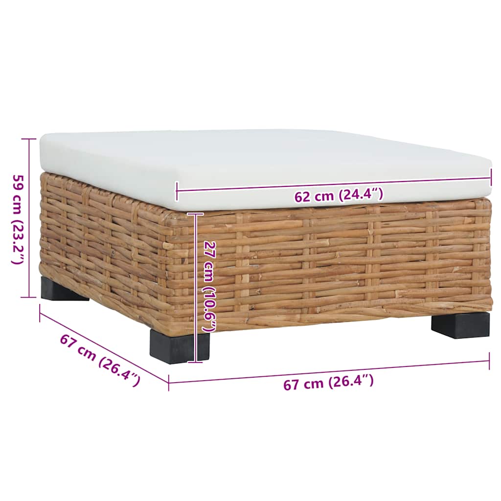 Fodskammel med hynde naturlig rattan - number 7.