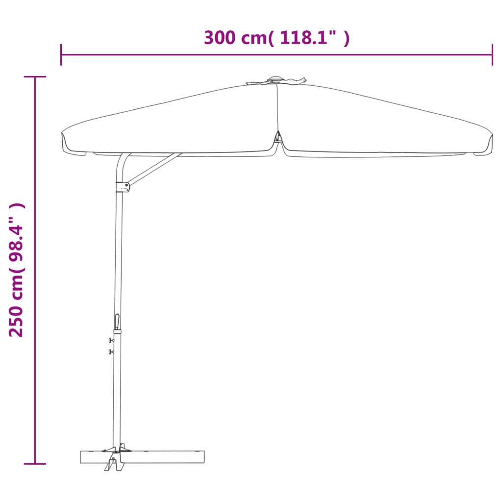 Parasol med stålstang 300 cm azurblå - blå, 1 - number 8.