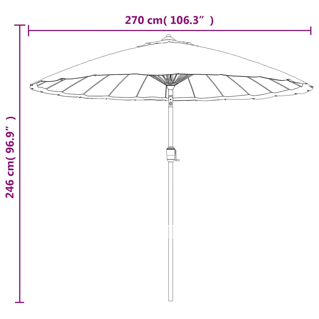 Parasol med aluminiumstang 270 cm antracitgrå - number 8.