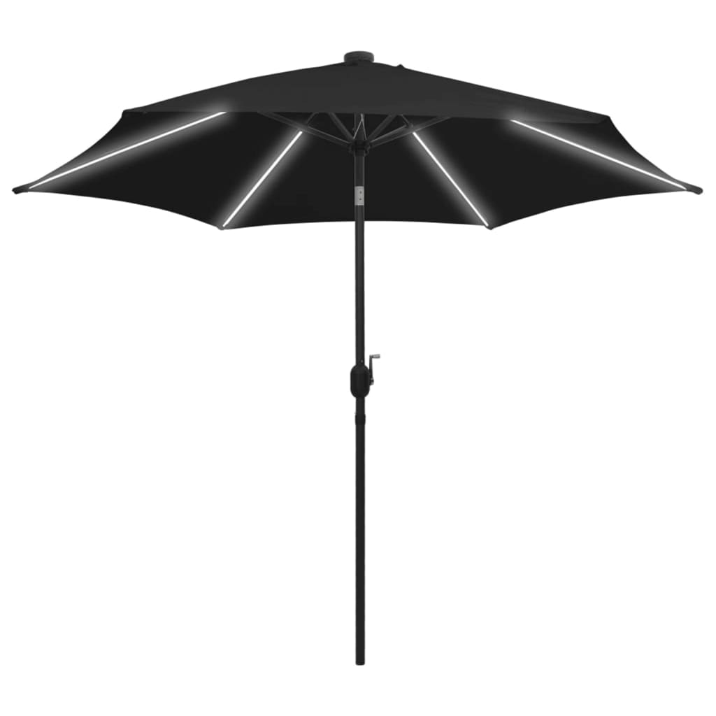 Parasol med led-lys og aluminiumsstang 300 cm - sort, 1 - number 2.