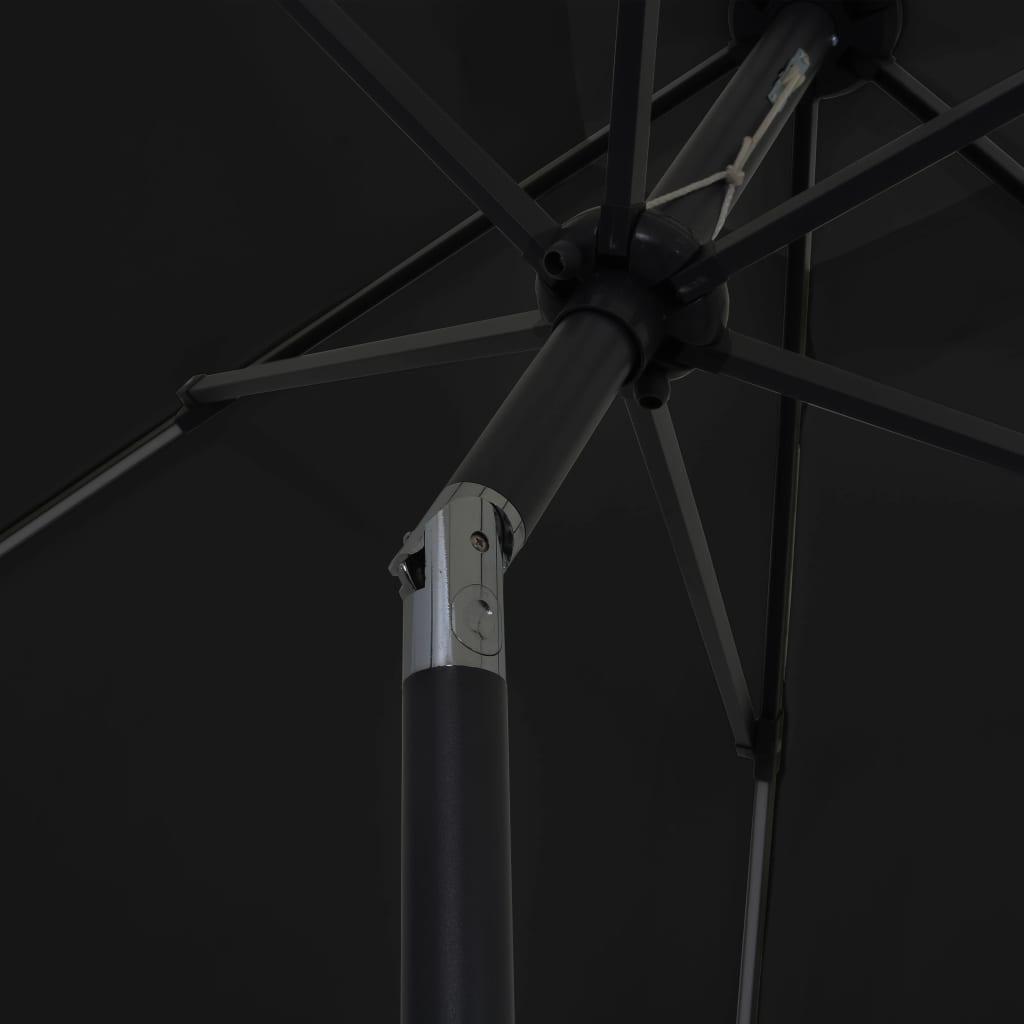 Parasol med led-lys og aluminiumsstang 300 cm - sort, 1 - number 6.
