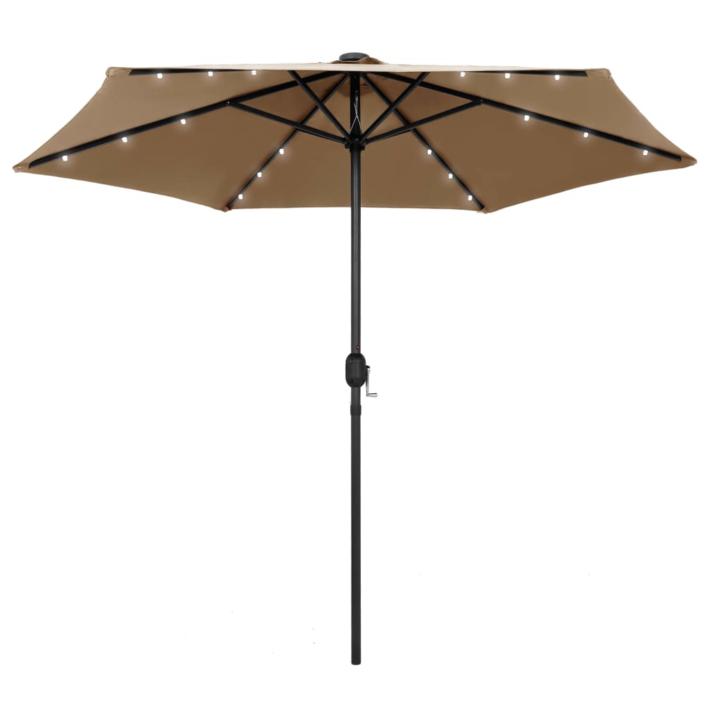 Parasol with led light and aluminum pole 270 cm grey-brown - number 1.