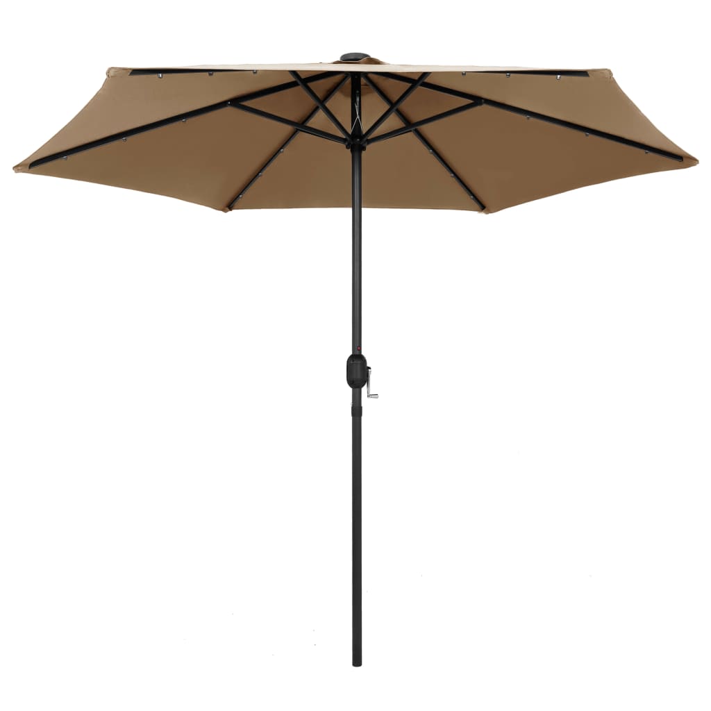 Parasol med led-lys og aluminiumsstang 270 cm gråbrun - number 2.