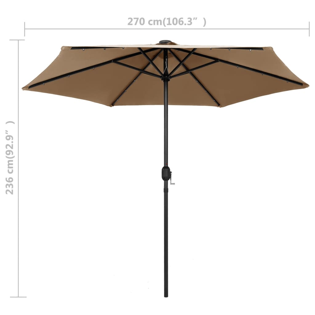 Parasol med led-lys og aluminiumsstang 270 cm gråbrun - number 7.