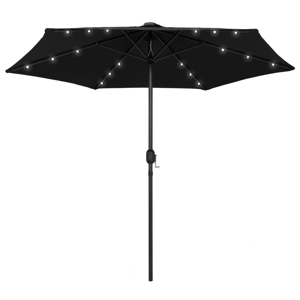 Parasol med led-lys og aluminiumsstang 270 cm sort - number 1.