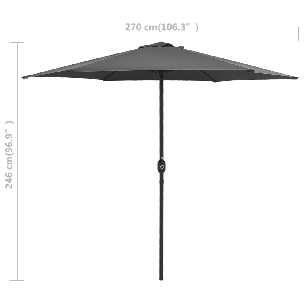Parasol med aluminiumsstang 270x246 cm antracitgrå - number 7.