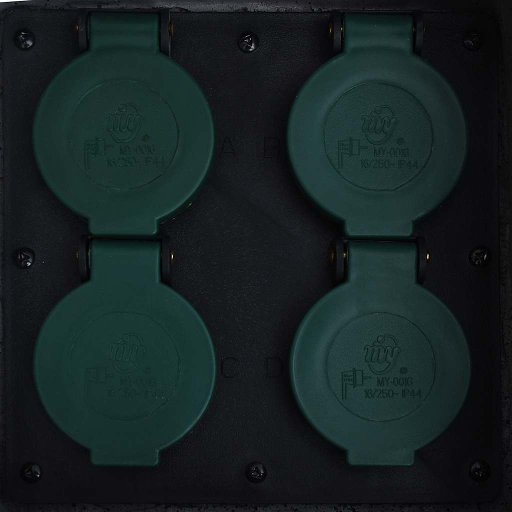 Udendørs stikdåse 4 udtag vandafvisende polyresin grå - number 5.