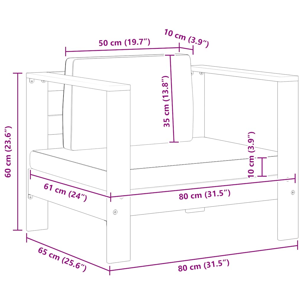 Krzesło ogrodowe z poduszką lite drewno akacjowe - ciemnoszary, 1, fotel - number 6.