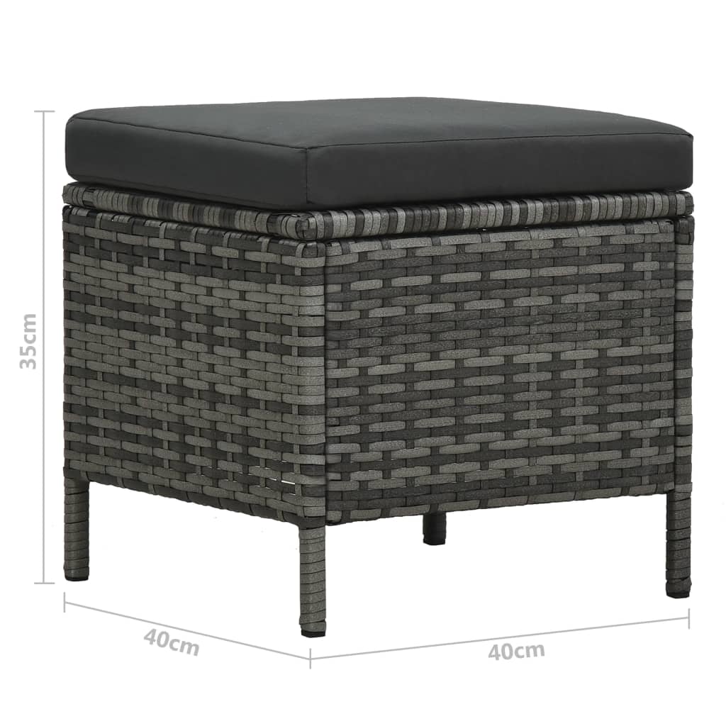 Hagesalongsett 4 deler med puter polyrattangrå - number 12.