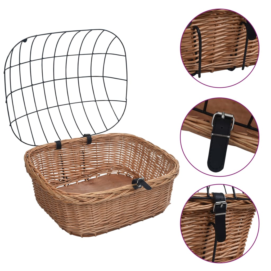 Cykelkurv med låg til styr 50x45x35 cm naturlig pil - number 2.