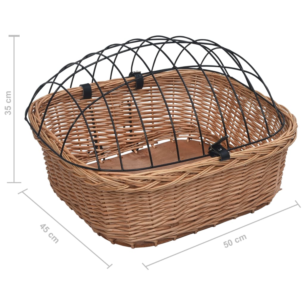 Cykelkurv med låg til styr 50x45x35 cm naturlig pil - number 12.