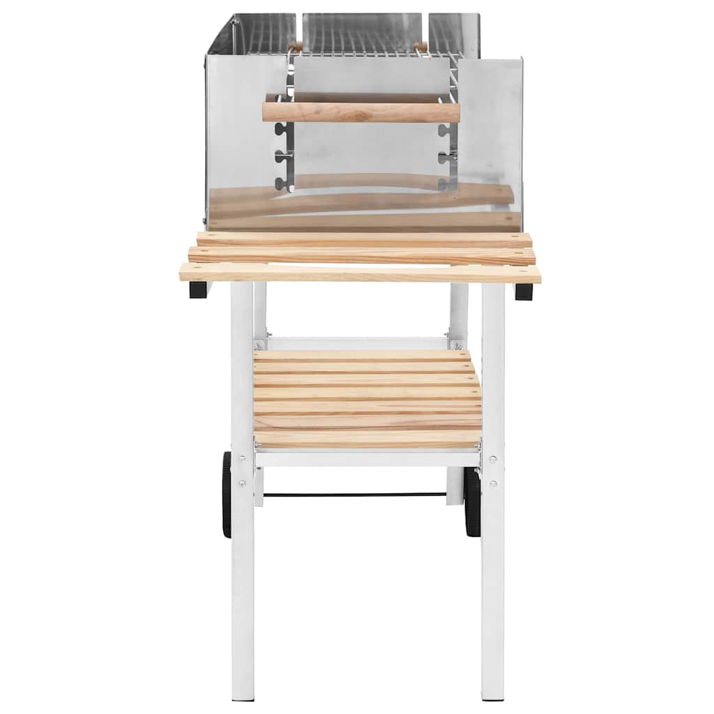 Kulgrill med hjul og 2 hylder xxl rustfrit stål - number 3.