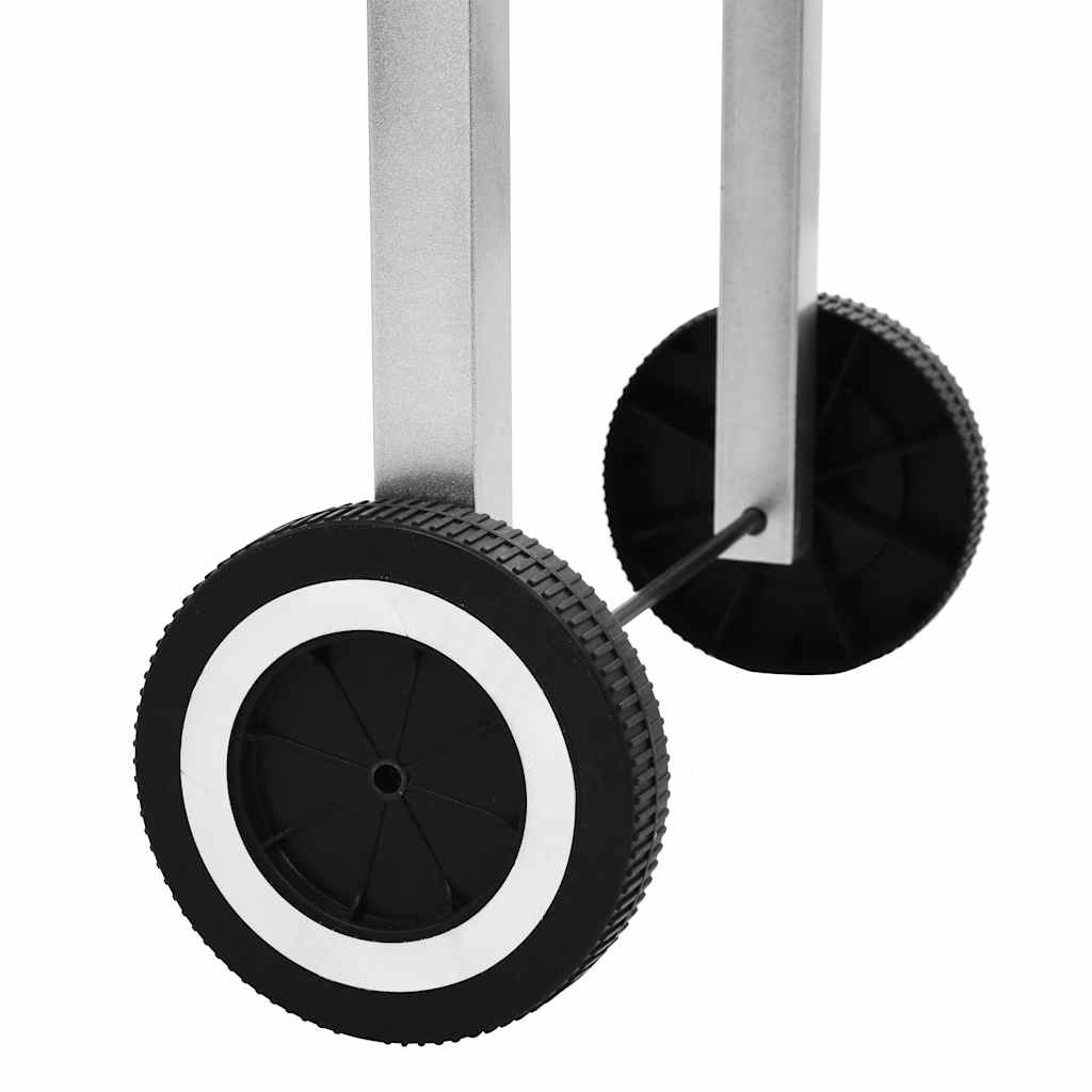 Kulgrill med hjul og 2 hylder xxl rustfrit stål - number 5.