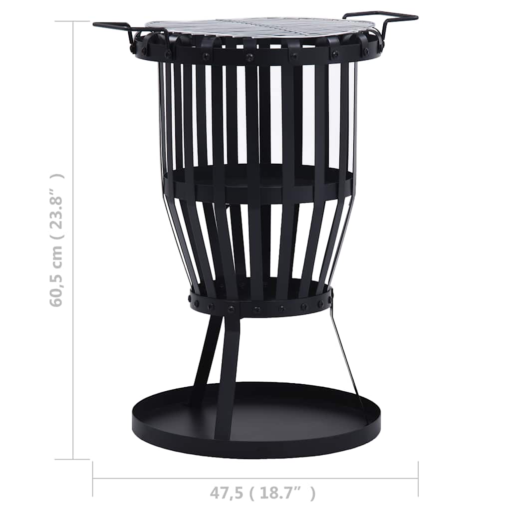 Brasero de jardin avec grille 47,5 cm en acier - number 9.