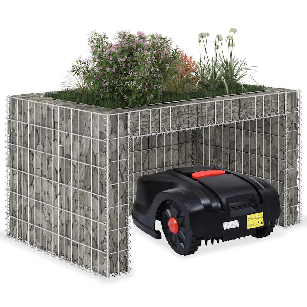 Garage til plæneklipper med plantekasse stålwire 110x80x60 cm - number 1.
