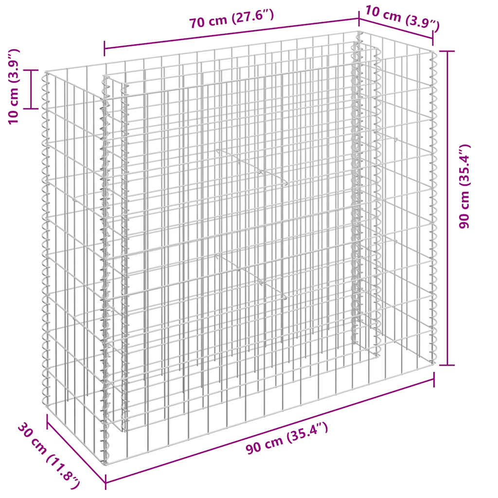 Gabion-højbed galvaniseret stål - 90 x 30 x 90 cm, 1 - number 7.