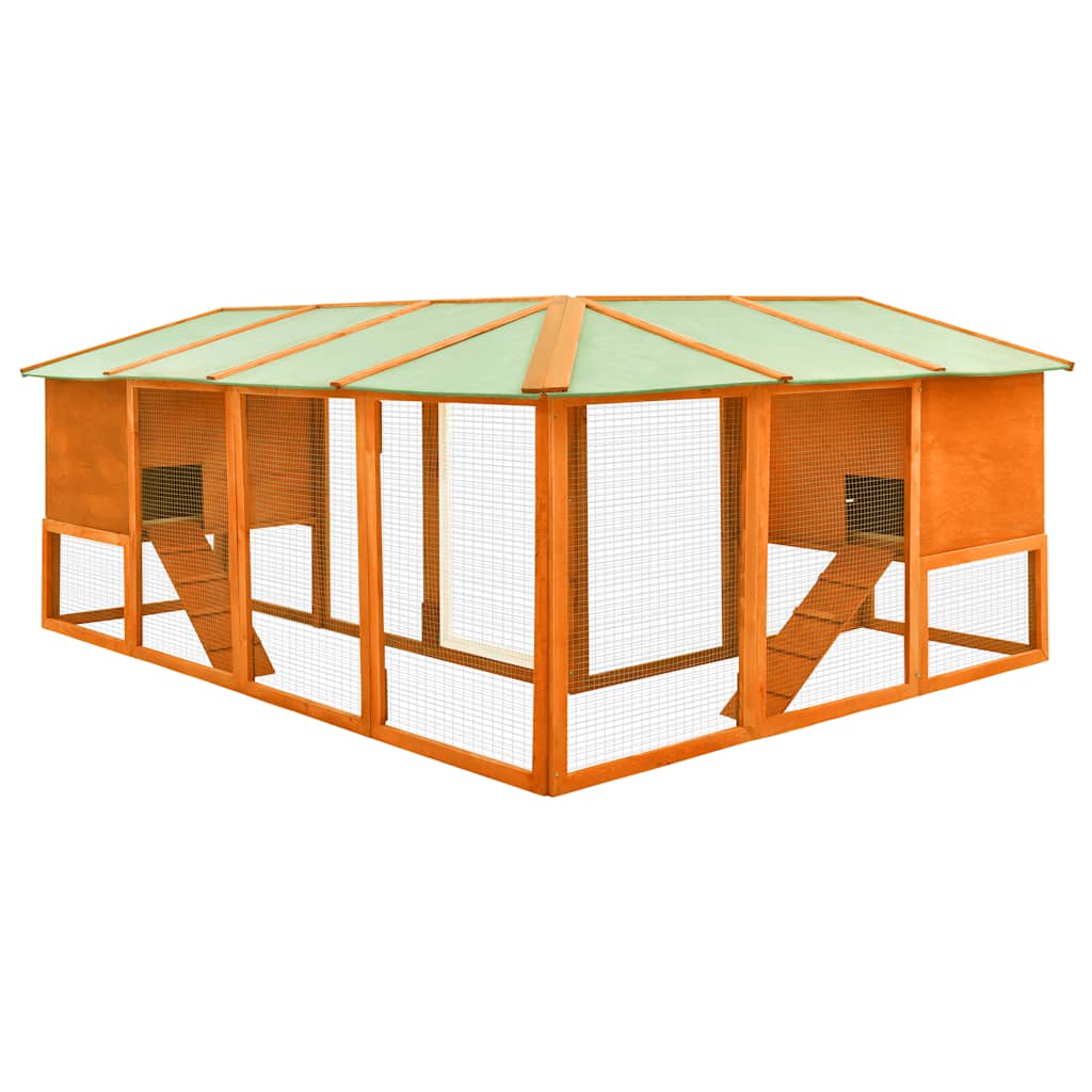 Cage à lapin d'extérieur avec enclos en pin massif - marron - number 4.