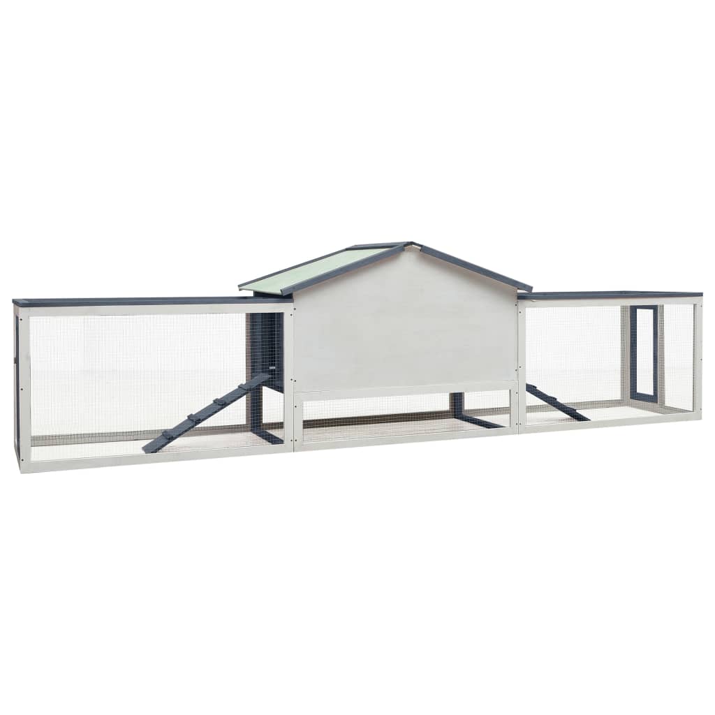 Cage à lapin 310x70x87 cm bois massif de pin et d'épicéa - gris - number 4.