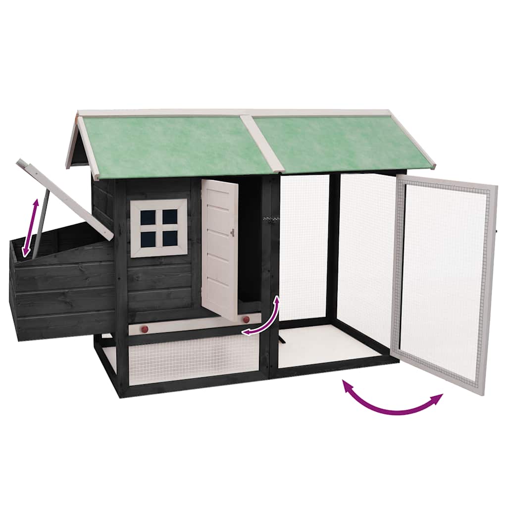 Poulailler 170x81x110 cm pin massif et épicéa - gris - number 5.