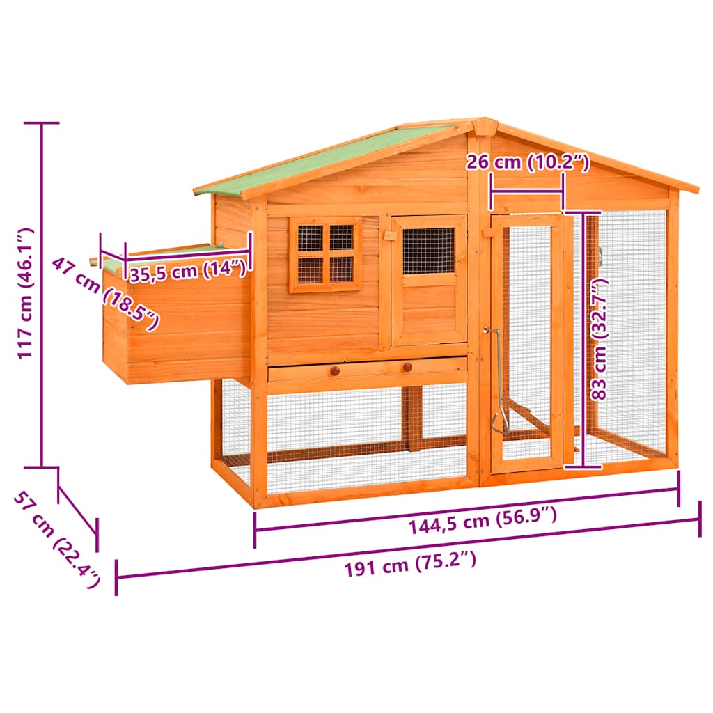 Poulailler avec nichoir pin massif - marron - number 9.