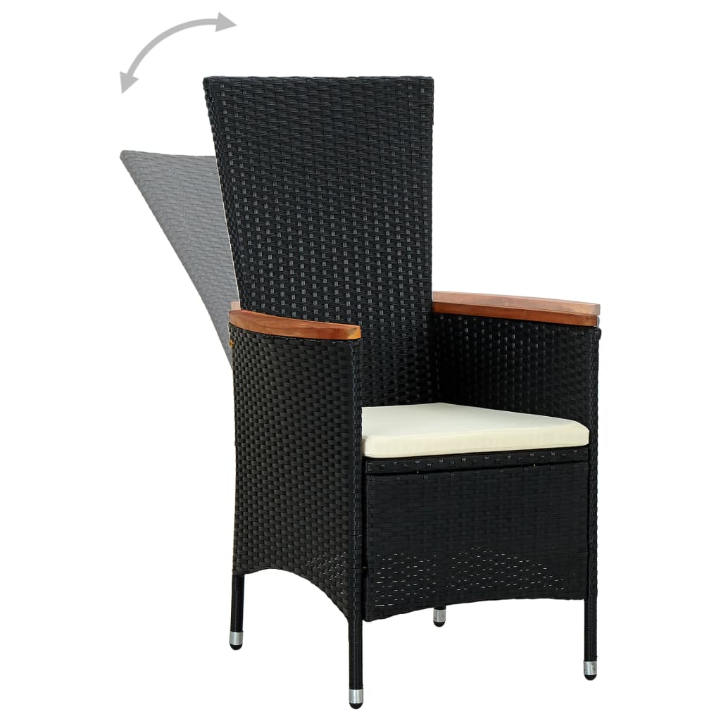 Zestaw stołowy do jadalni na zewnątrz 7 części polirattan drewno akacjowe czarny - number 3.