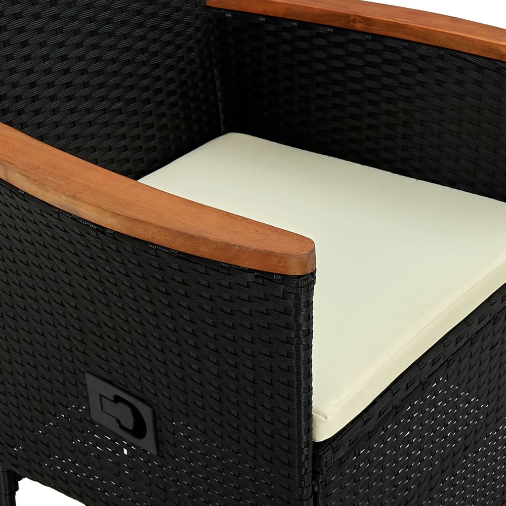 Zestaw stołowy do jadalni na zewnątrz 7 części polirattan drewno akacjowe czarny - number 6.