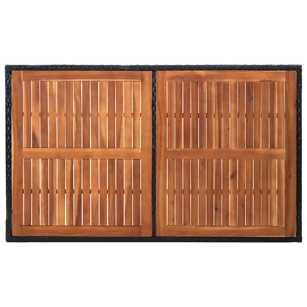 Zestaw stołowy do jadalni na zewnątrz 7 części polirattan drewno akacjowe czarny - number 9.