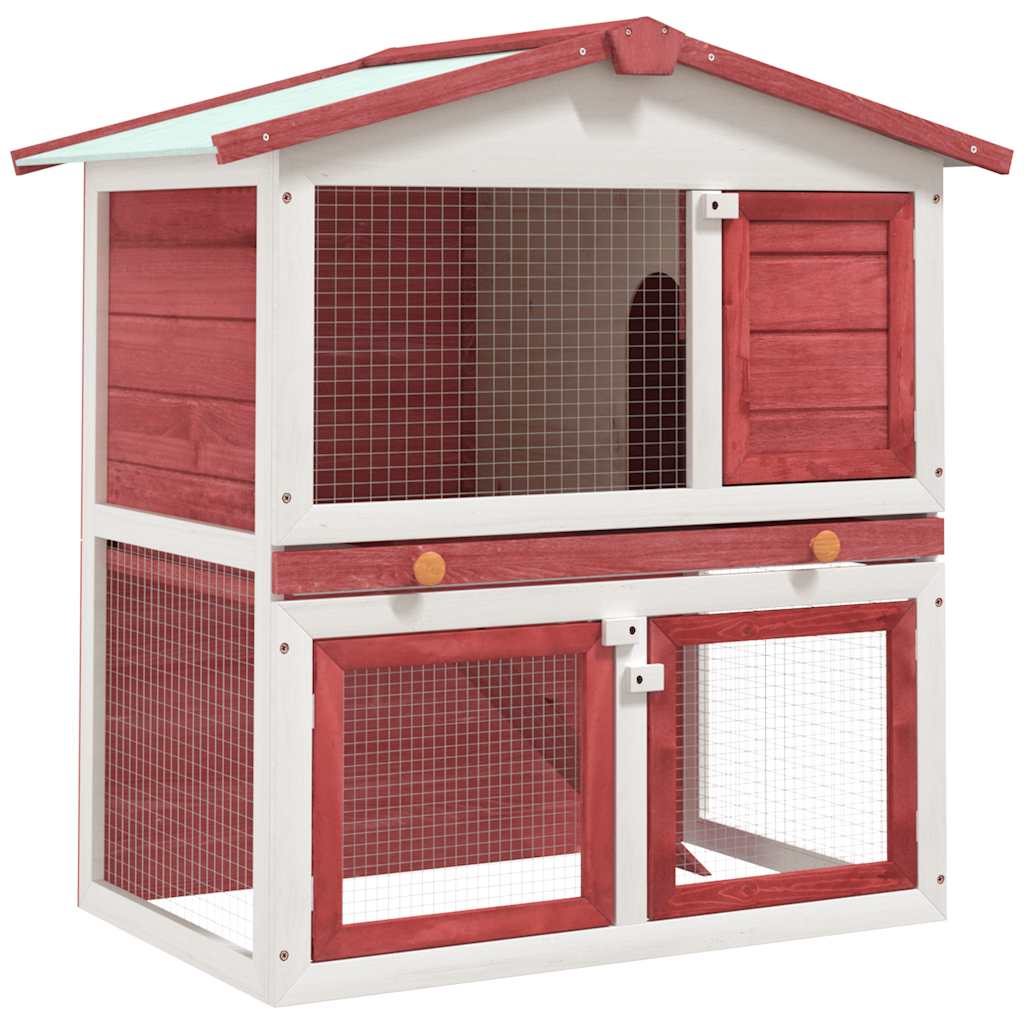 Cage à lapin d'extérieur 3 portes bois - rouge - number 1.