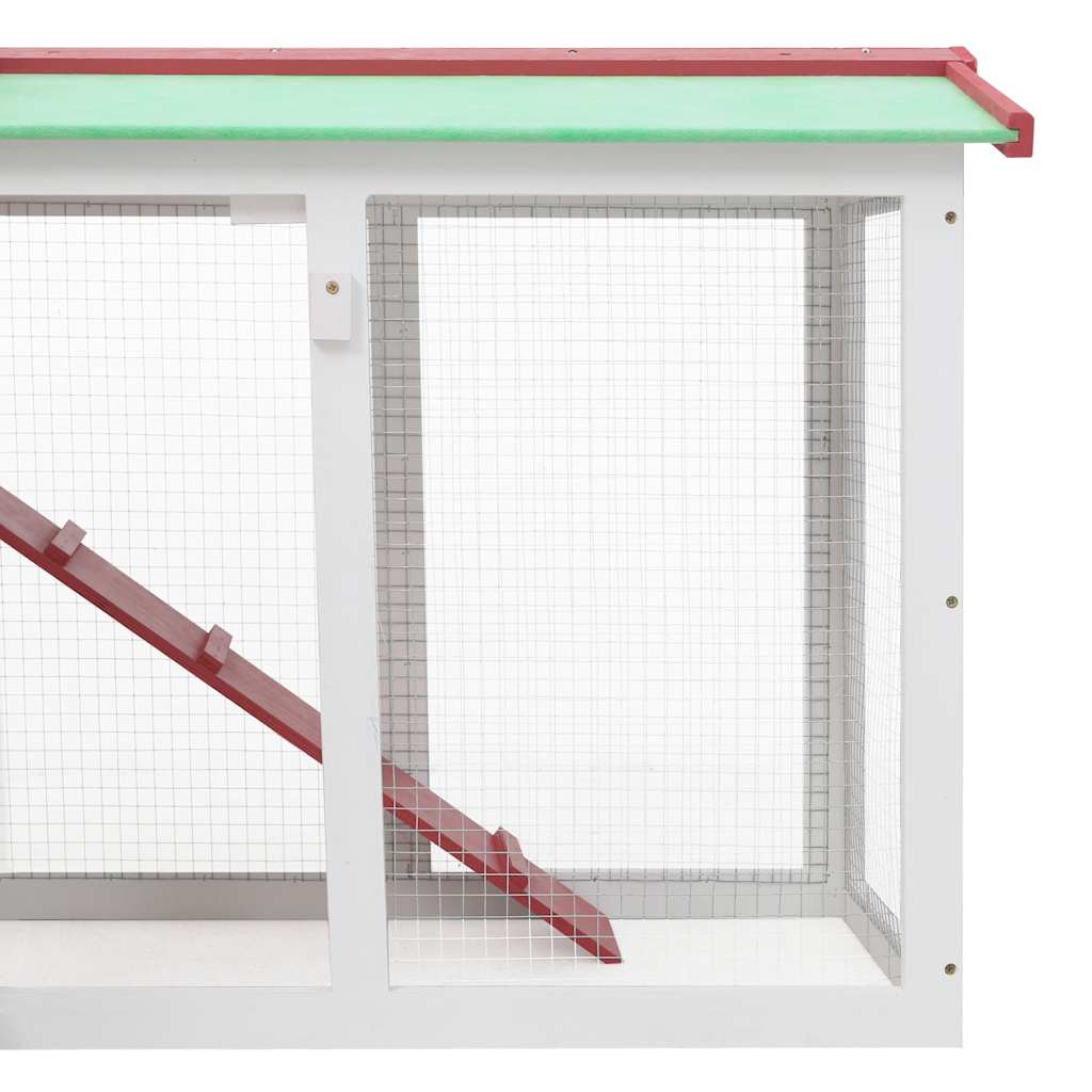 Grande cage d'extérieur pour animaux de compagnie 145x45x84 cm bois rouge blanc - rouge et blanc - number 4.