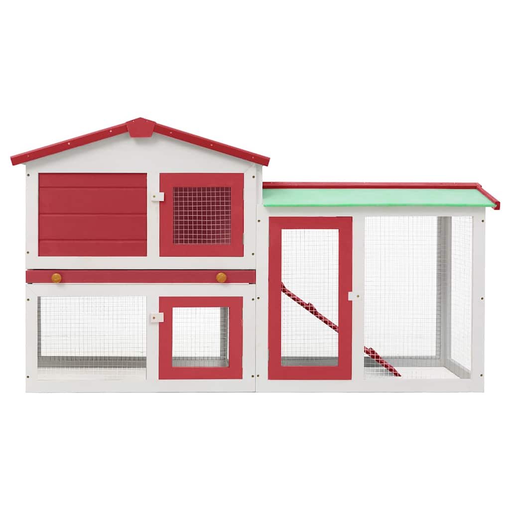 Grande cage d'extérieur pour animaux de compagnie 145x45x84 cm bois rouge blanc - rouge et blanc - number 3.