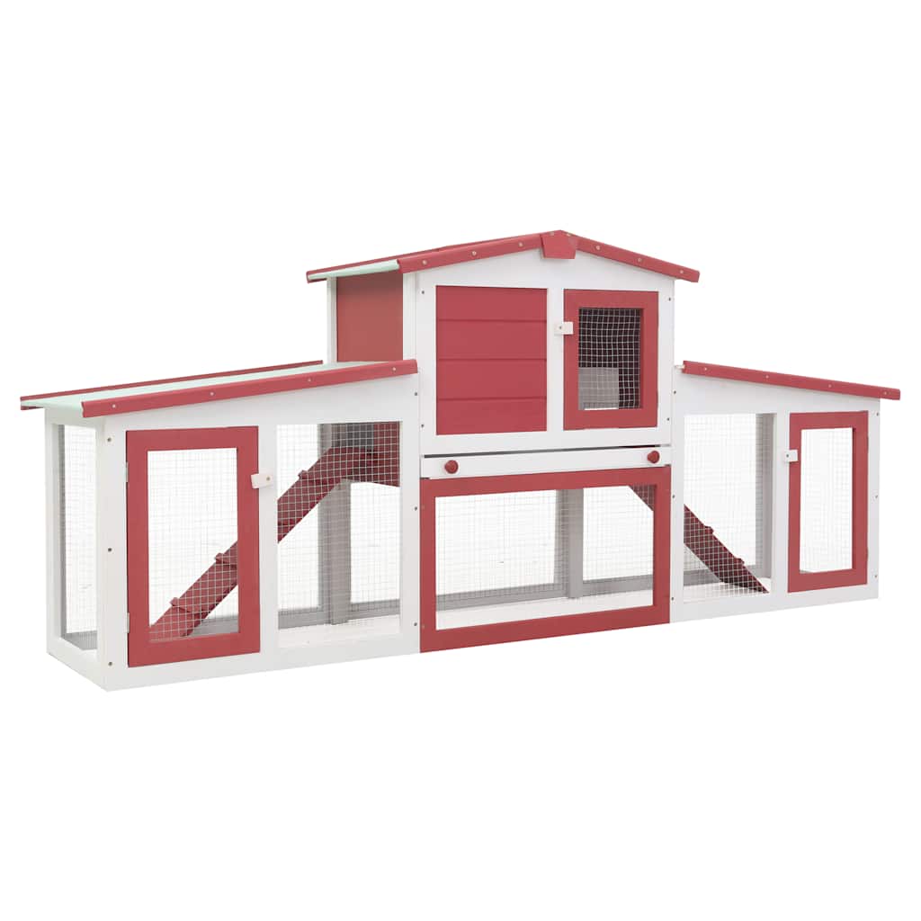 Grande cage d'extérieur pour animaux de compagnie 204x45x85 cm bois rouge blanc - rouge et blanc - number 1.