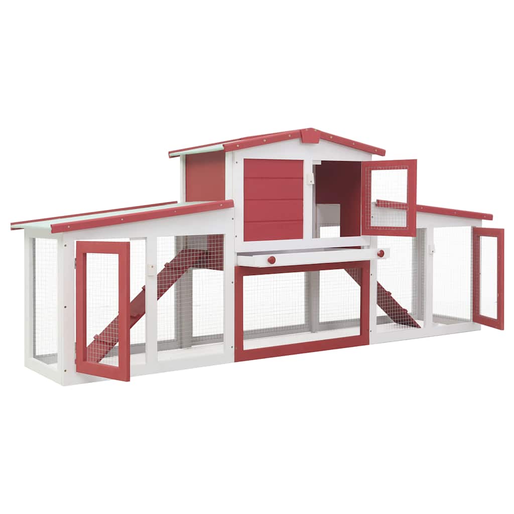 Grande cage d'extérieur pour animaux de compagnie 204x45x85 cm bois rouge blanc - rouge et blanc - number 2.