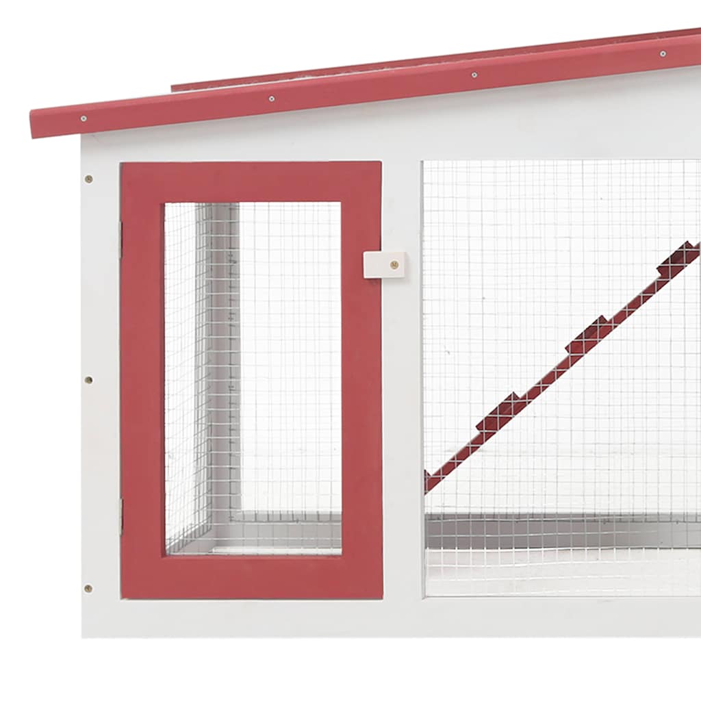 Grande cage d'extérieur pour animaux de compagnie 204x45x85 cm bois rouge blanc - rouge et blanc - number 4.