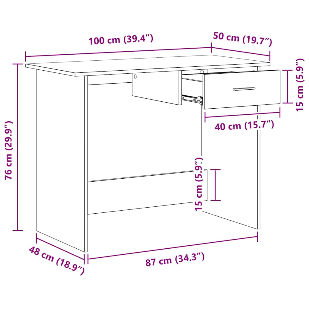 Radni stol 100x50x76 cm izrađeno drvo - bijelo - number 6.