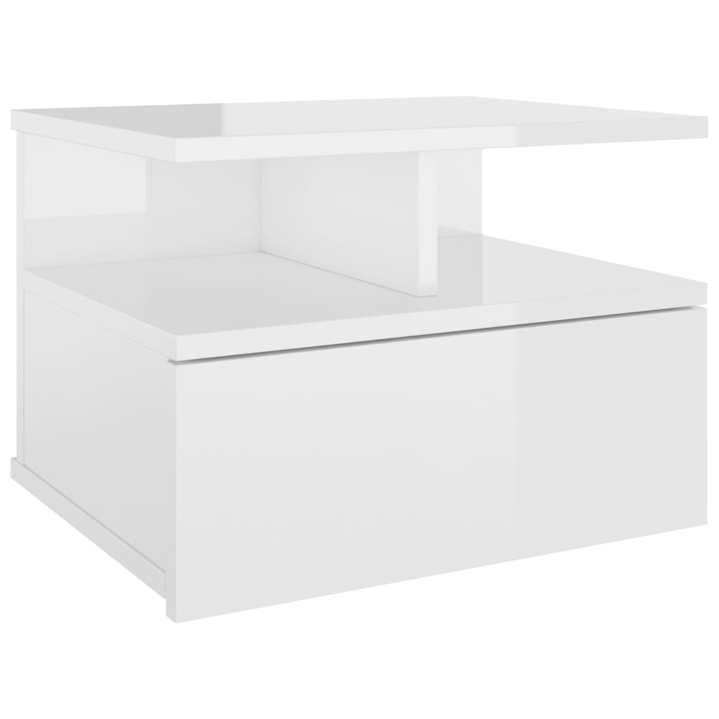 Floating bedside table 40 x 31 x 27 cm engineered wood high gloss - white high gloss, 1 - number 2.