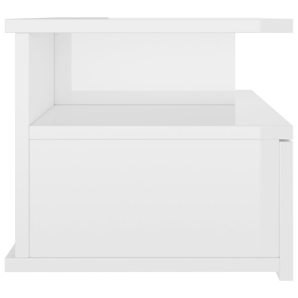 Floating bedside table 40 x 31 x 27 cm engineered wood high gloss - white high gloss, 1 - number 5.