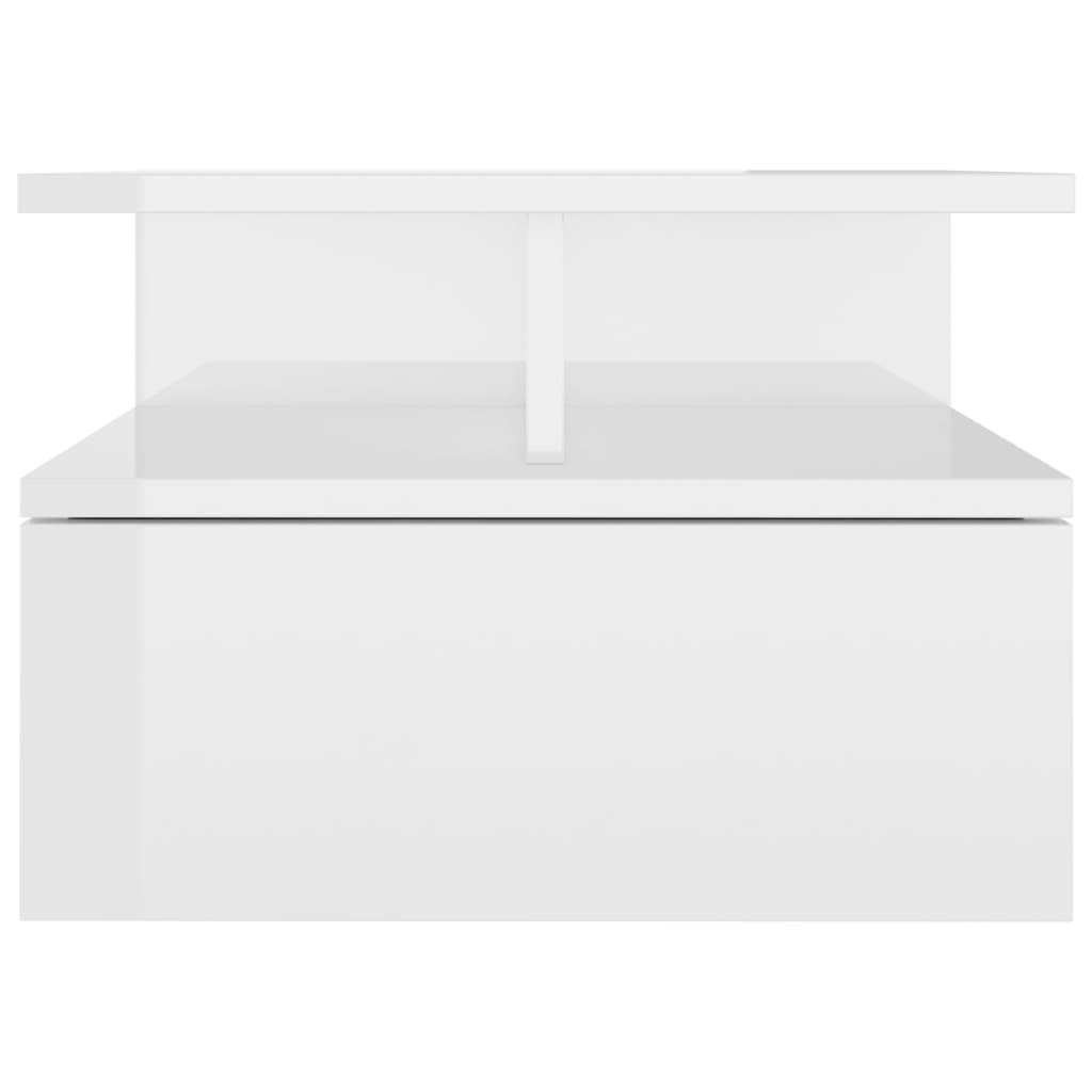 Floating bedside table 40 x 31 x 27 cm engineered wood high gloss - white high gloss, 1 - number 4.