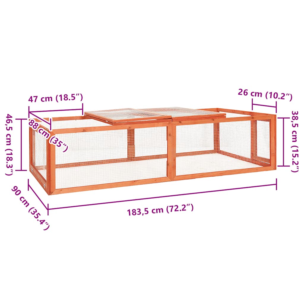 Cage à lapin 183x90x46,5 cm pin massif - number 7.