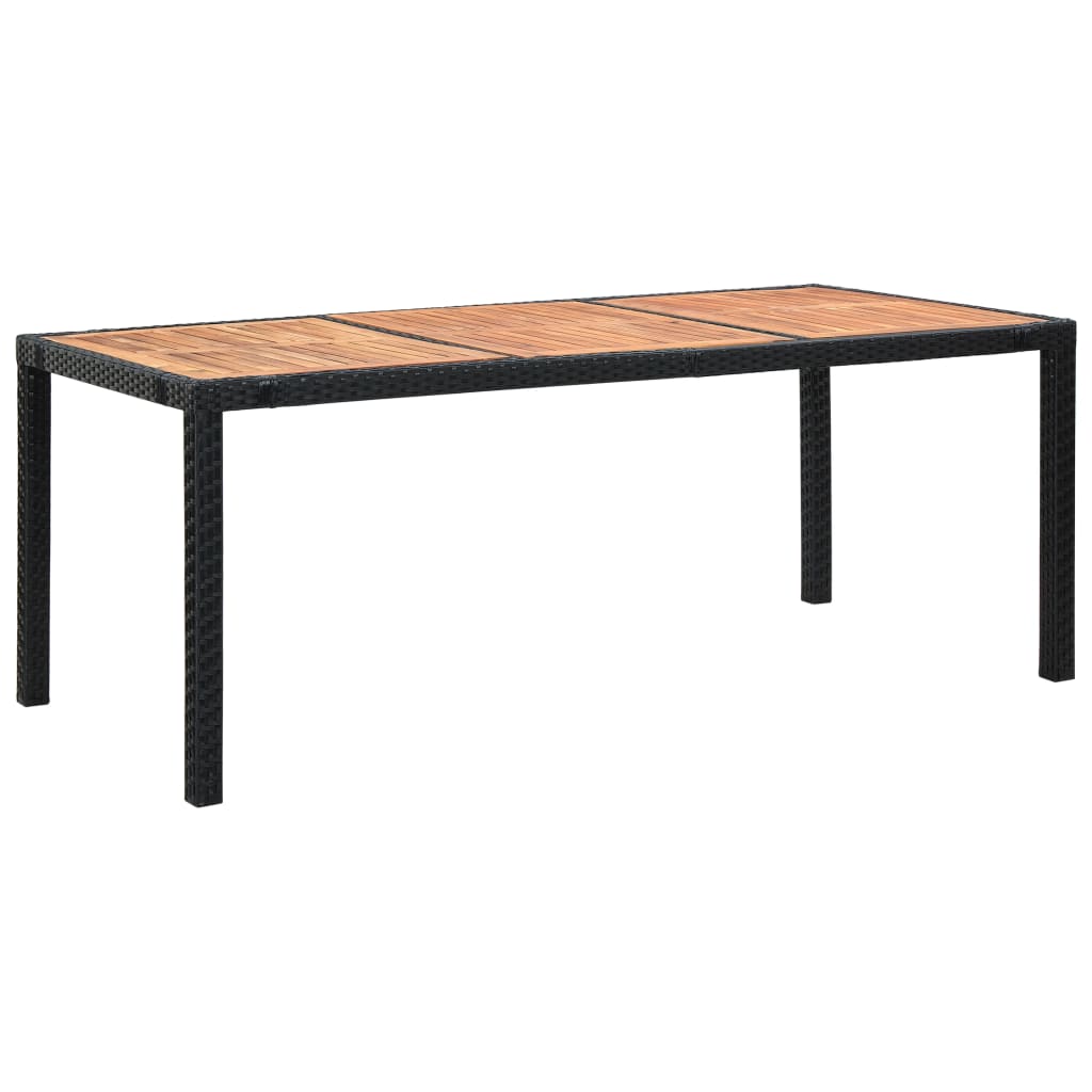 Ensemble de table à manger d'extérieur 9 pièces avec coussins en polyrotin noir - number 2.
