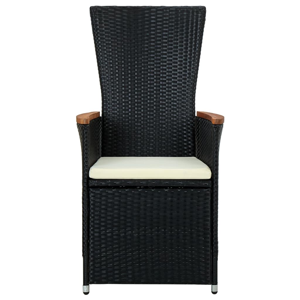 Ensemble de table à manger d'extérieur 9 pièces avec coussins en polyrotin noir - number 11.