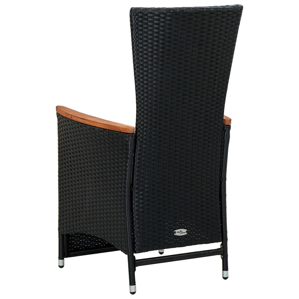 Ensemble de table à manger d'extérieur 9 pièces avec coussins en polyrotin noir - number 12.